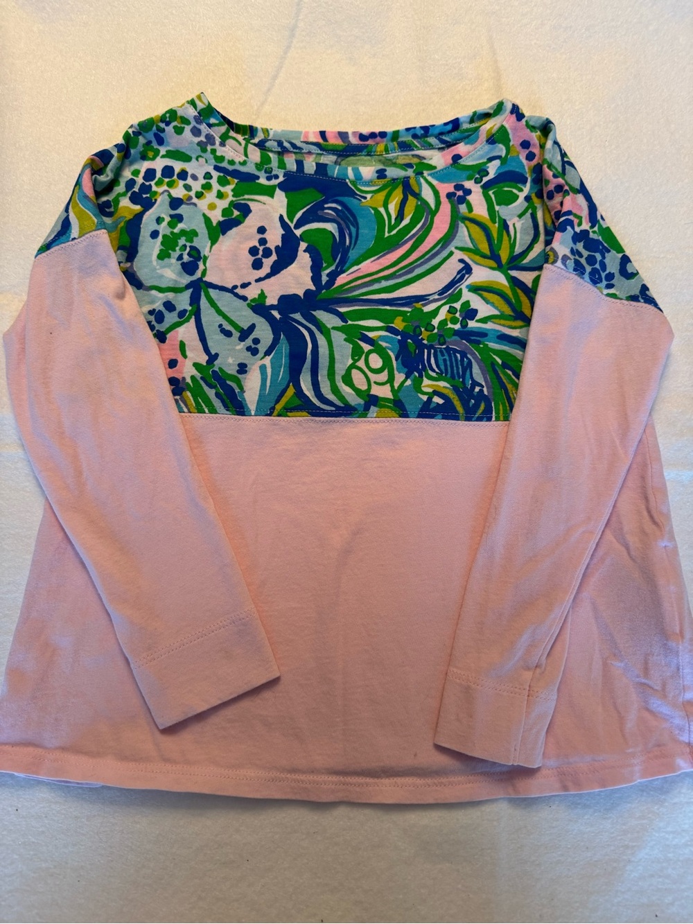 Girls Lilly Pulitzer Pink Colorblock Floral Long-Sleeve Top